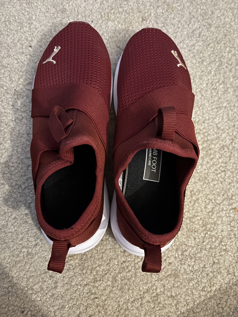 Puma Women’s Maroon Slip-On Sneakers with White Soles